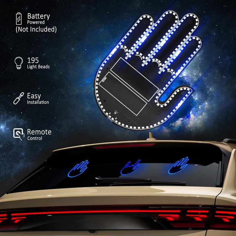 ISUNMEA أضواء سيارة LED بإيماءات مع جهاز تحكم عن بعد ومظهر ثلاثي الأبعاد للسيارة، أضواء سيارة زخرفية قابلة لإعادة الشحن (زرقاء) - Image 4